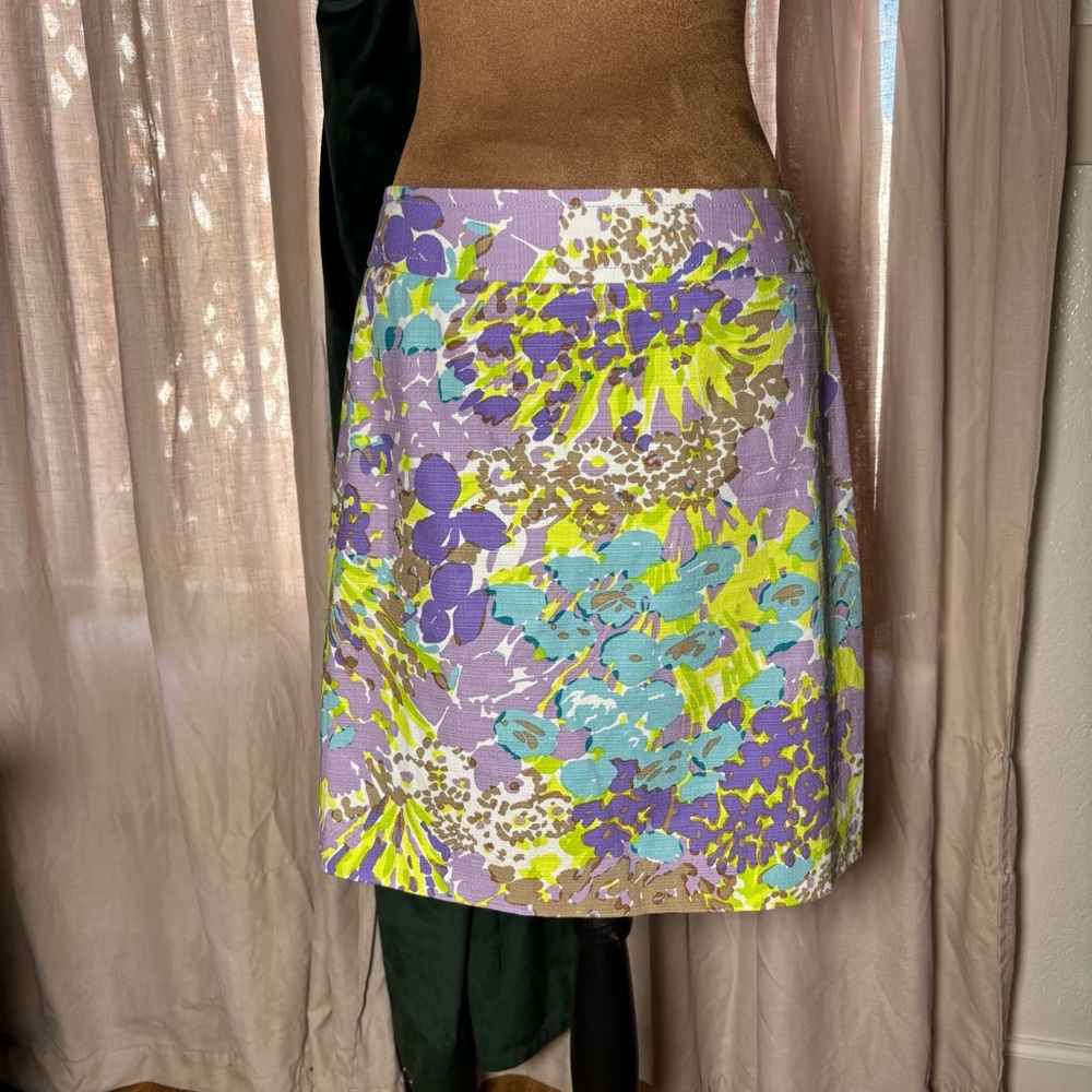 Talbots Floral A-Line Skirt in Lavender, Aqua & Lime